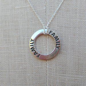 Sterling Silver Pendant Necklace - Family Message